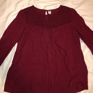 Red blouse with cute detail